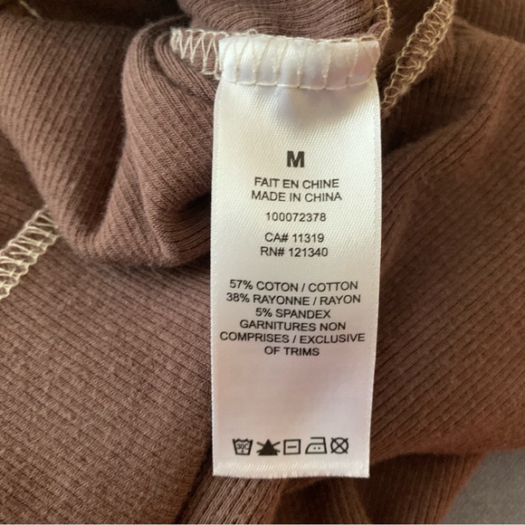 Garage Kylie exposed seams brown fitted long sleeve crop top - Picture 5 of 5